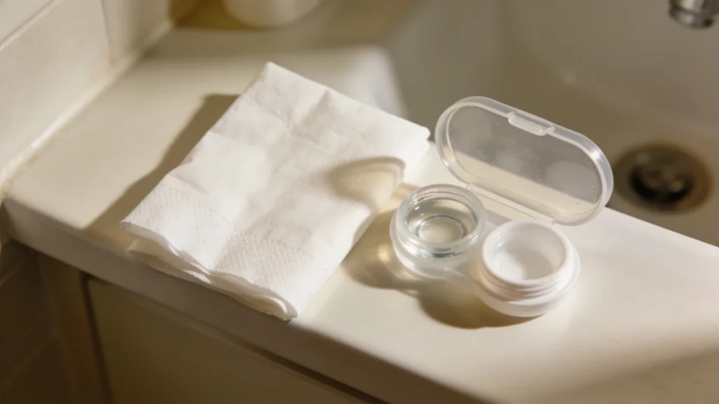 contact lens case and tissue after crying